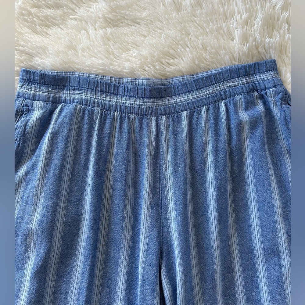Old Navy | Blue Striped Wide Leg Linen Pants - Picture 2 of 8